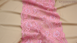 Эластичное кружево, ОПТ, розовый/сиреневыми цветами, 19 см (Арт.: EK-1003), м