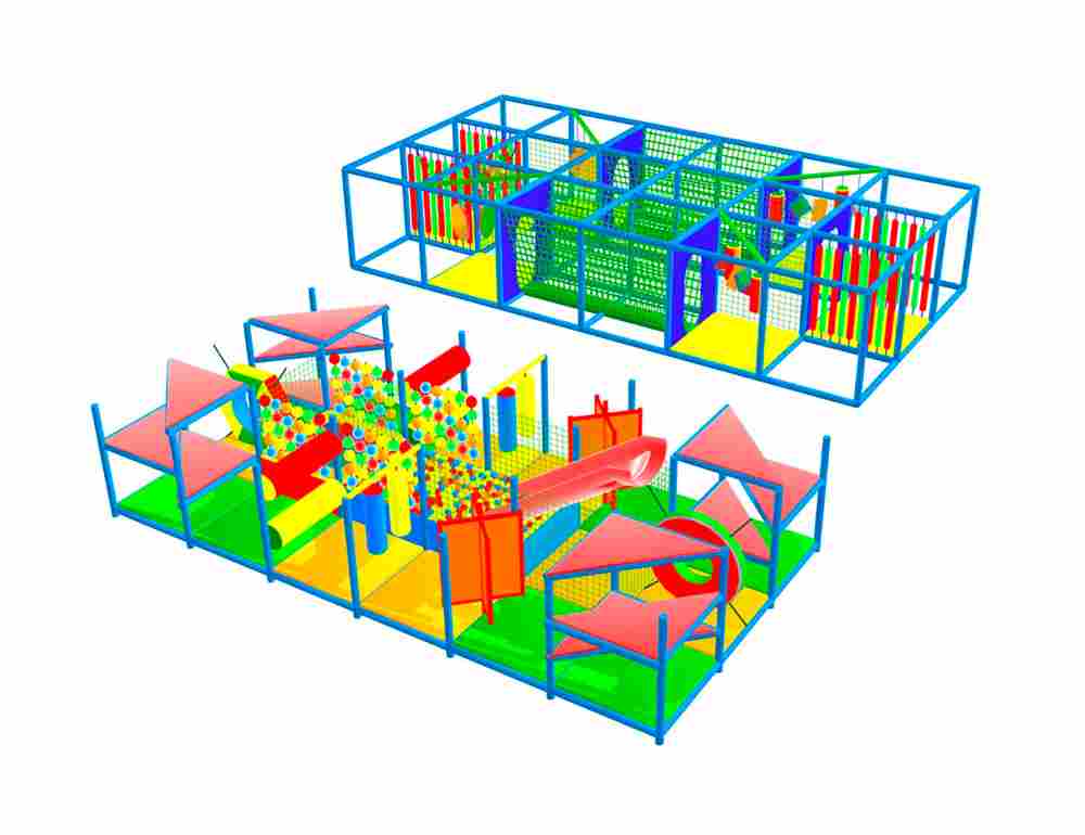 Детский игровой лабиринт с крышей «Страна чудес» 7,38×3,69×3,3 м