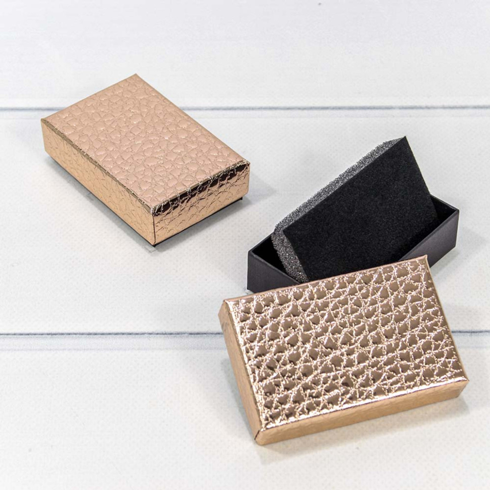 Коробка Ювелирная 8х5х2.5 см Набор 2 шт "Кожа крокодила" (Бронзовый)