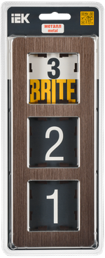 BRITE Рамка 3-местная РУ-3-1-Бр металл коричневый RE AL IEK