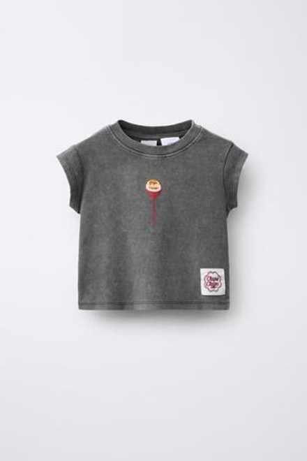 ZARA ФУТБОЛКА С ПРИНТОМ CHUPA CHUPS ®, АНТРАЦИТОВО-СЕРЫЙ