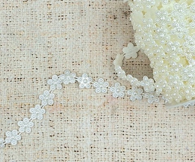 Тесьма пластик пришивная на нитке, ш. 14 мм, молочный