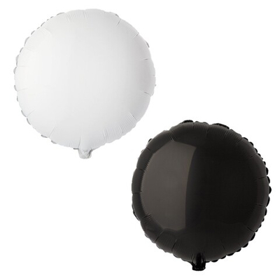 Фольгированный шар-круг, пастель, черный/белый, 46 см