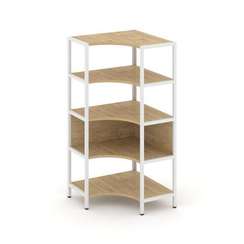 Shelf System Односекционный угловой стеллаж четырехярусный SN.STMU-411 Тиквуд Светлый/Металл Белый 8