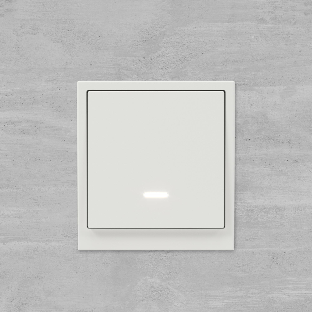 Переключатель одноклавишный с подсветкой, KANT, белый песок