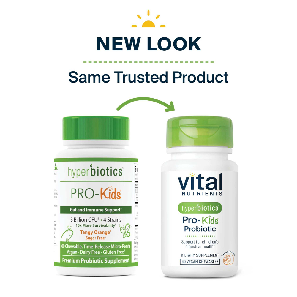 Vital Nutrients, Hyperbiotics®, пробиотик Pro-Kids®, пикантный апельсин, 60 веганских жевательных таблеток