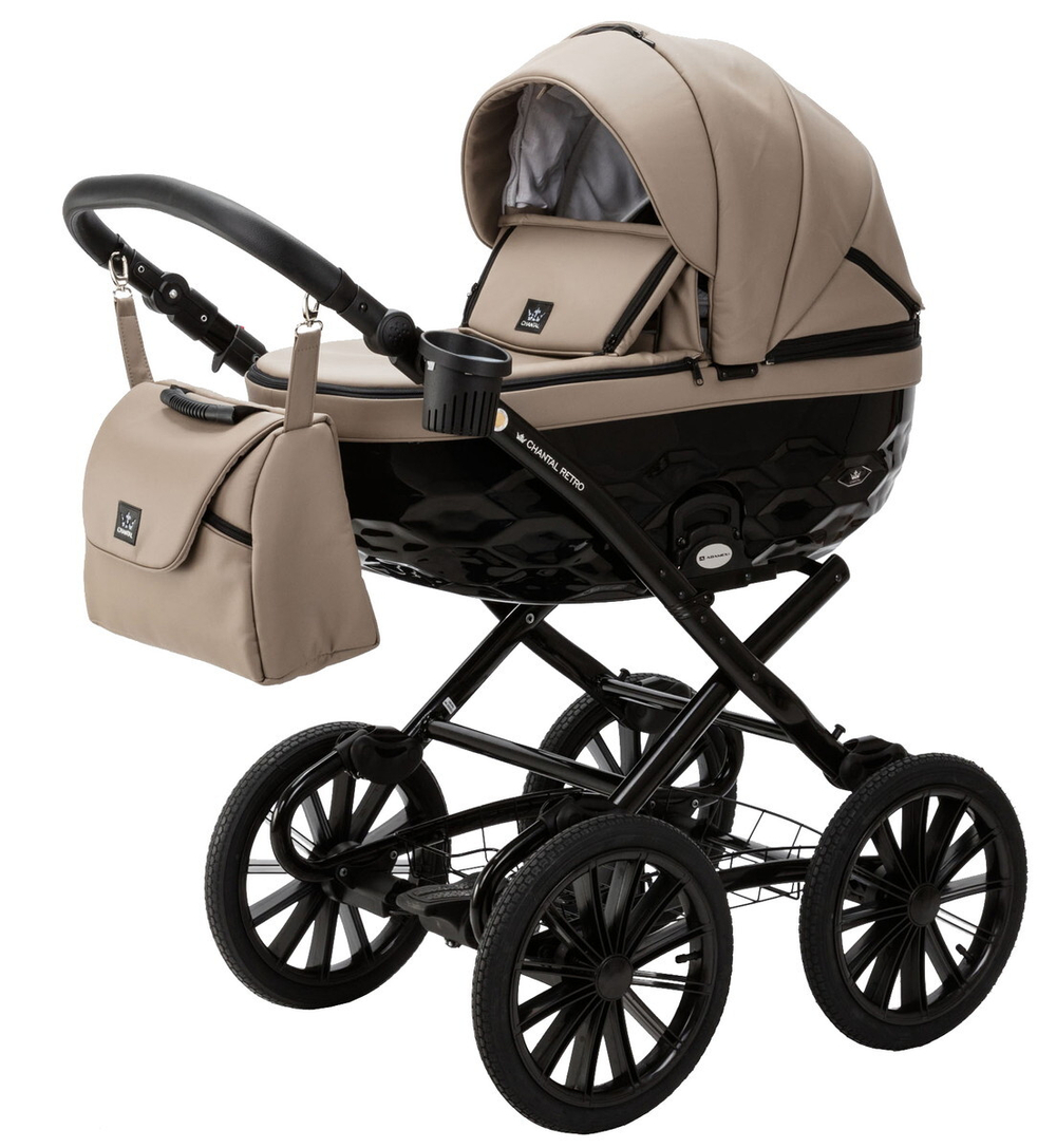 Детская коляска Adamex Chantal Retro Deluxe 3 в 1 C-SA09 (Т.БЕЖЕВАЯ КОЖА)