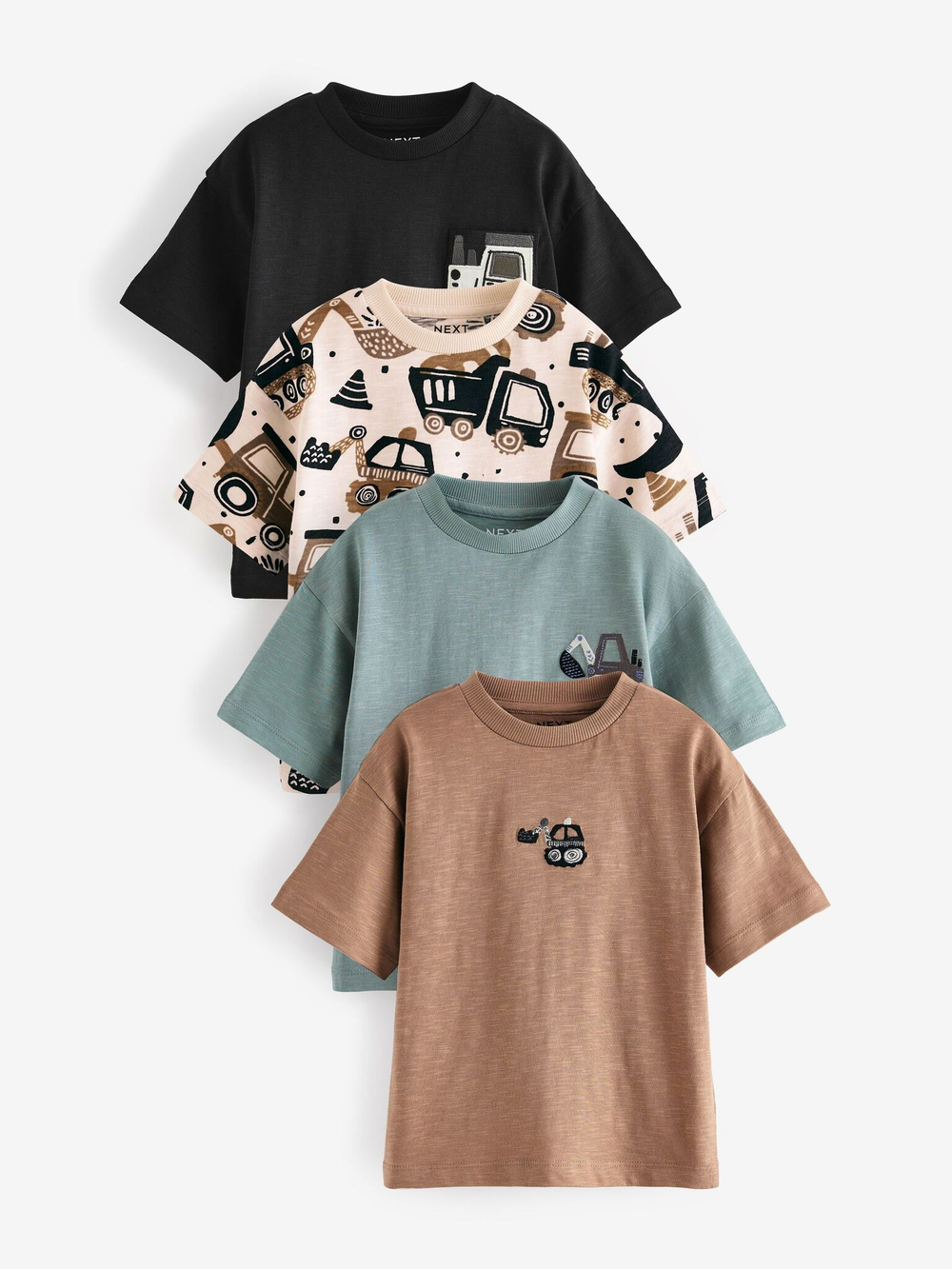 Футболка для мальчика Next E63-186, 4 шт., Черный, Бежевый, Голубой