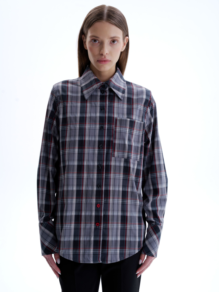 Рубашка с широкими манжетами в клетку