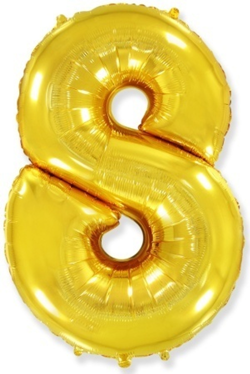 Шар (40''/102 см) Цифра, 8, Золото, 1 шт. в упак.
