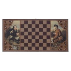 GAEM Игра настольная 2 в 1 ( шашки, нарды) "Охотники на привале", L50 W25 H3 см