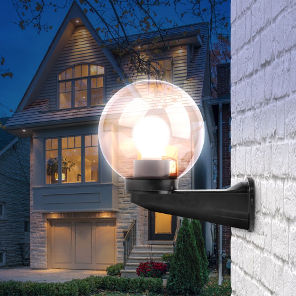 Садово-парковый светильник ЭРА НБУ 01-60-205 шар дымчатый настенный IP44 Е27 max60Вт d200mm | Садово-парковые светильники