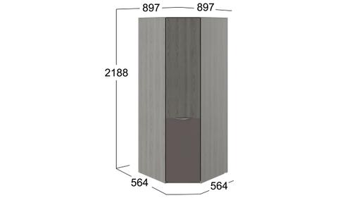 Шкаф угловой с 1 дверью с ЛКП «Либерти»