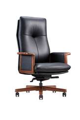 Кресло офисное  Vivaldi black  черная кожа  деревянная крестовина