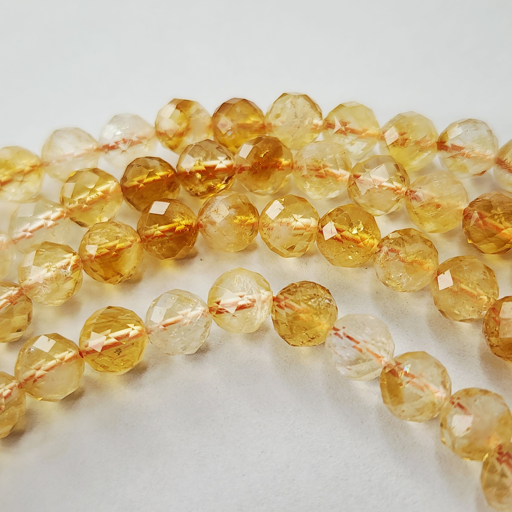 Цитрин природный, шар, огранка, р-р ~6.4 мм, цена за набор 15 бусин