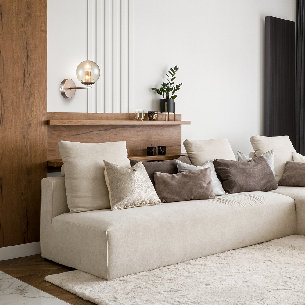 Настенный светильник 1x40Вт E14, металл/стекло, золото