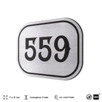 Номерок на дверь квартиры 559, для кабинета, офиса, шильдик 9 х 7 см, серебристый, Айдентика Технолоджи