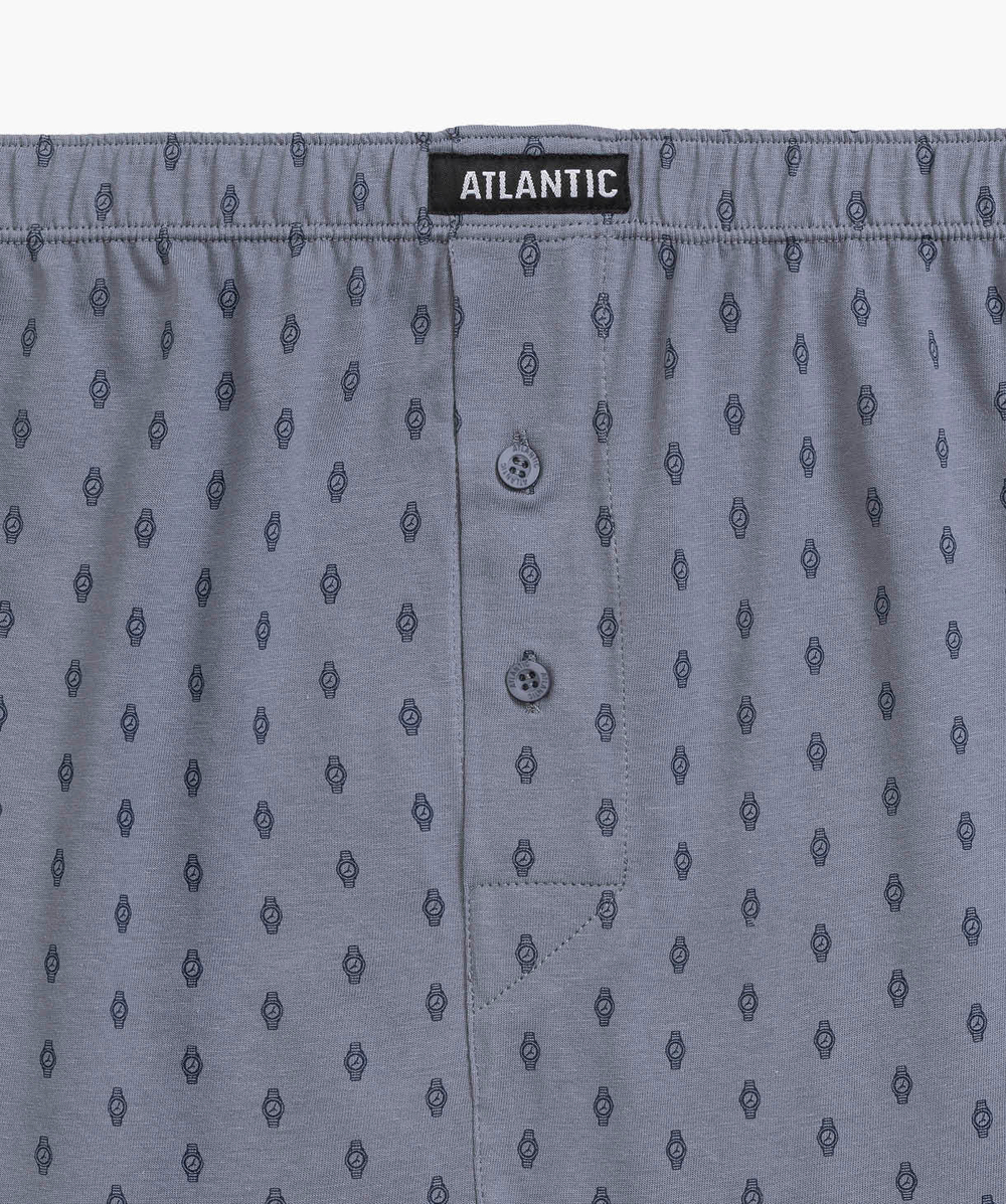 Мужские трусы боксеры Atlantic, набор из 2 шт., хлопок, темно-синие + серые, 2MBX-057