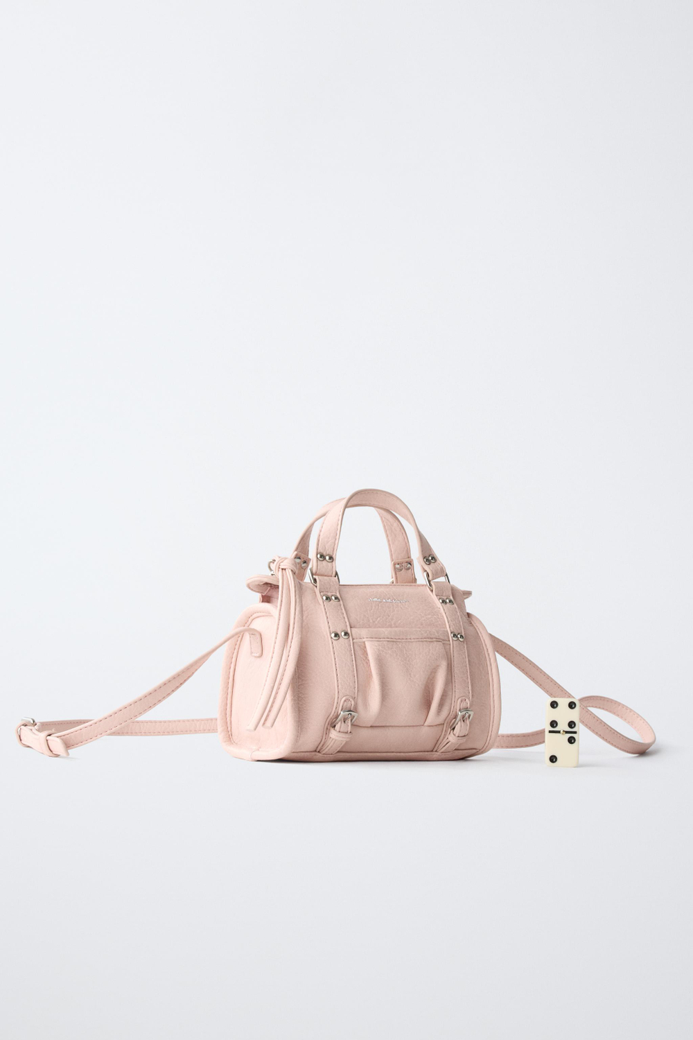 ZARA СУМКА С ЗАКЛЕПКАМИ, РОЗОВЫЙ