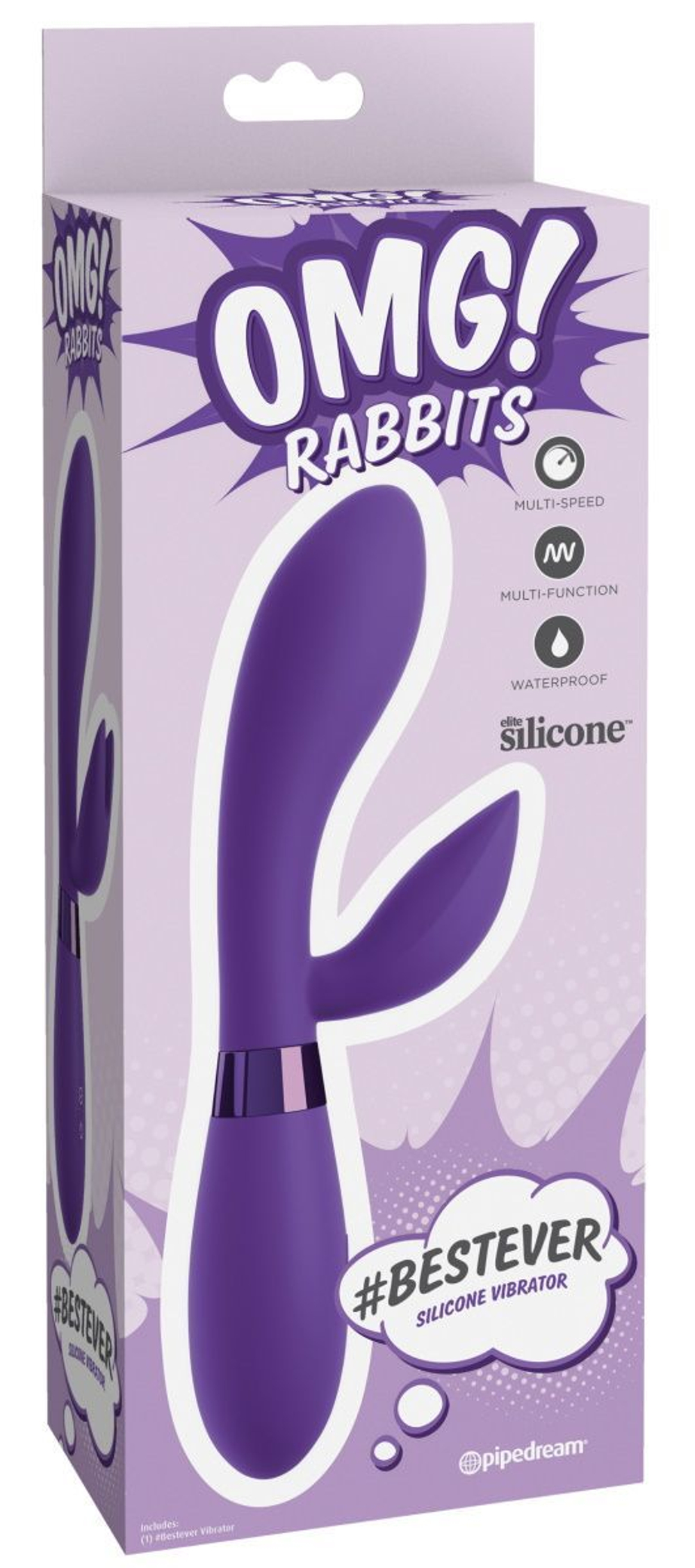 Фиолетовый вибратор-кролик #bestever Silicone Vibrator - 21,2 см.