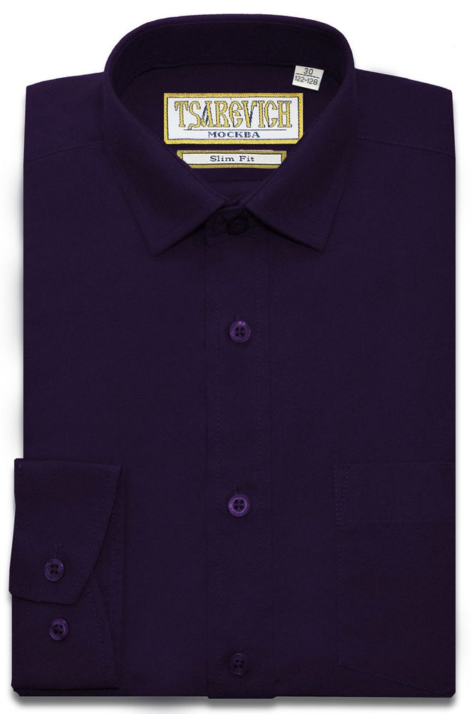 Темно-фиолетовая сорочка TSAREVICH Slim Fit