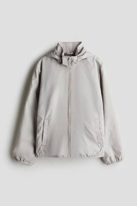 H&M Ветровка с капюшоном, серо-бежевый