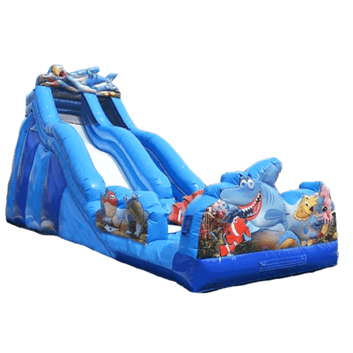 Надувная наземная водная горка «Красивые акулы», 11*4,5*6 м