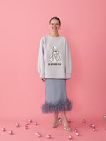 ЮБКА САТИНОВАЯ С ПЕРЬЯМИ GREY