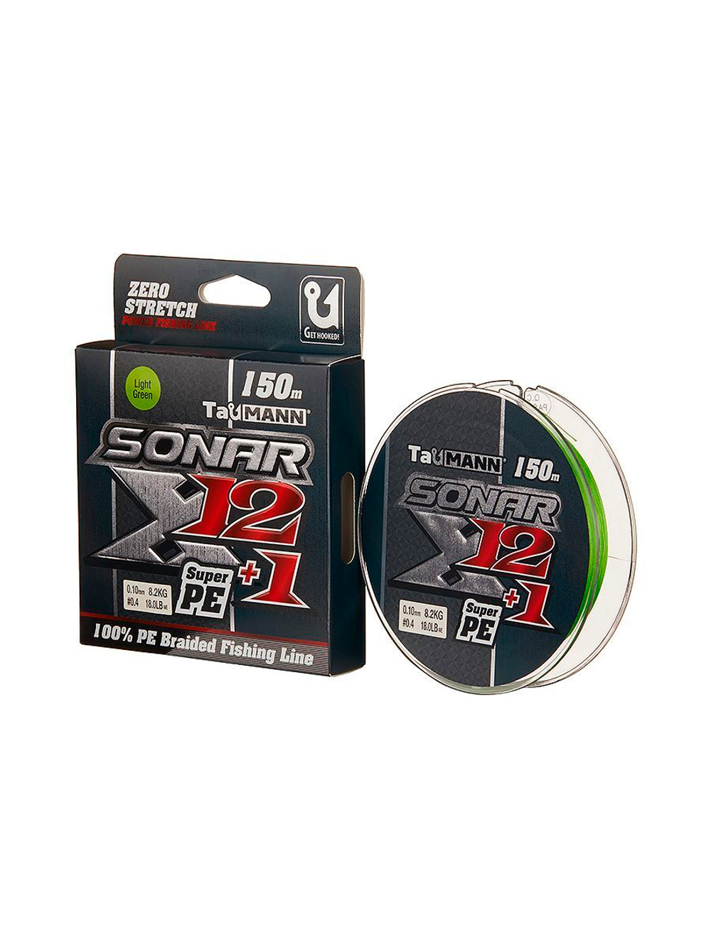 Плетеный шнур для рыбалки TauMANN Sonar X12+1 PE 150m #0.6 (0.12mm) Light Green
