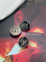 Пуговицы Шан. Черные серебро 20 мм матовые