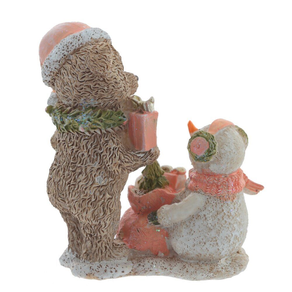 GAEM Фигурка декоративная "Мишка и снеговик", L8 W5 H9,5 см