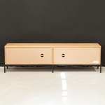 Тумба под телевизор, 180х42х51, Грувс, напольная, для прихожей и спальни, деревянная, с резными дубовыми фасадами, дуб, Dipriz