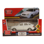 Модель ин. мет. "Lada Priora" 12см. двери, багаж, белый, коробка PRIORA-12-WH (Технопарк)