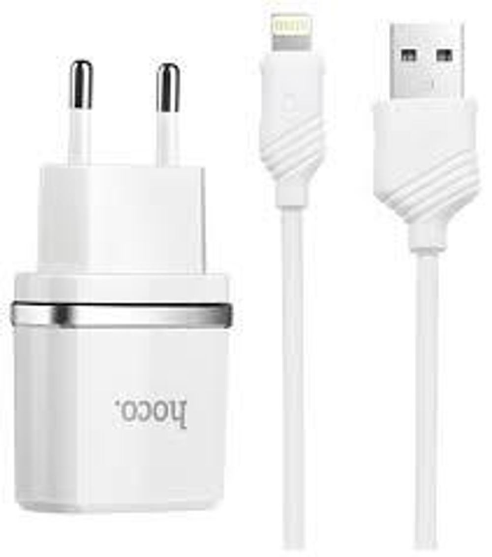 СЗУ с кабелем lightning 1USB 1.0A Hoco C11 white