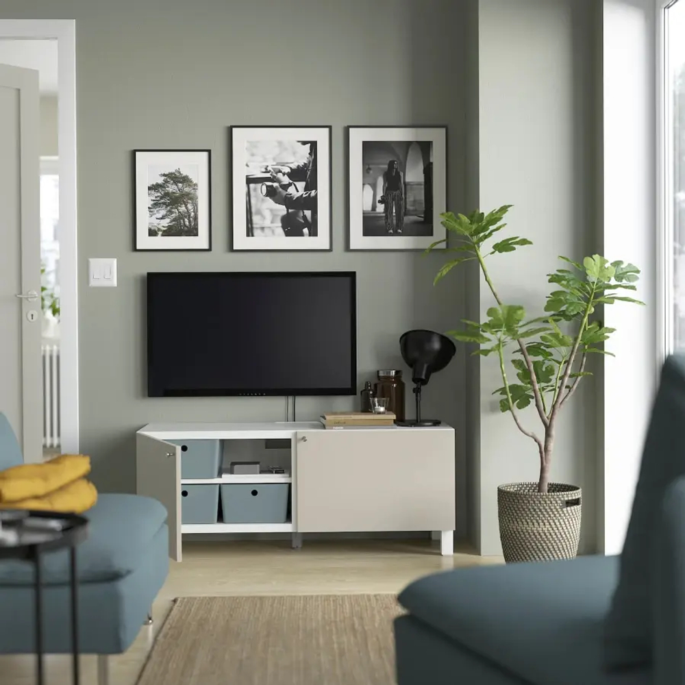 Тумба под ТВ - IKEA BESTÅ/BESTA, 120x42x48 см, белый, Бесто ИКЕА