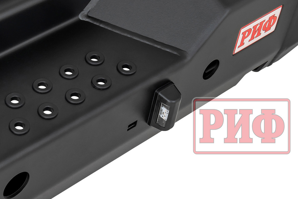 Бампер силовой задний TANK 300 с квадратом под фаркоп, калиткой и фонарями РИФ