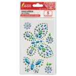 Наклейки готовые из страз БАБОЧКИ, 5 декоративных элементов, 9,5х15,5 см, ОСТРОВ СОКРОВИЩ, 661567