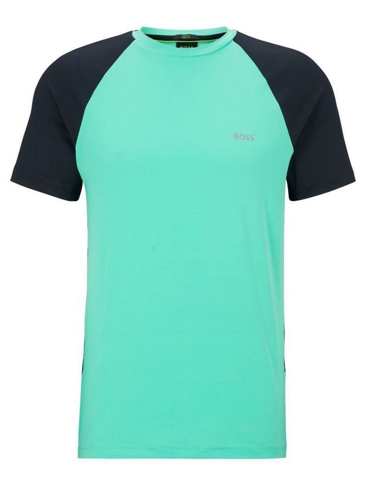 Футболка мужская теннисная BOSS x Matteo Berrettini Colour-Blocked Slim-Fit T-Shirt With Decorative Reflectiv - light green