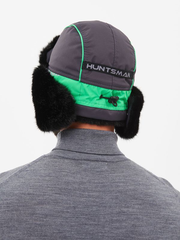 Шапка ушанка зимняя Yakutia цвет Тёмно-серый ткань Galaxy Breathable иск. мех Норка