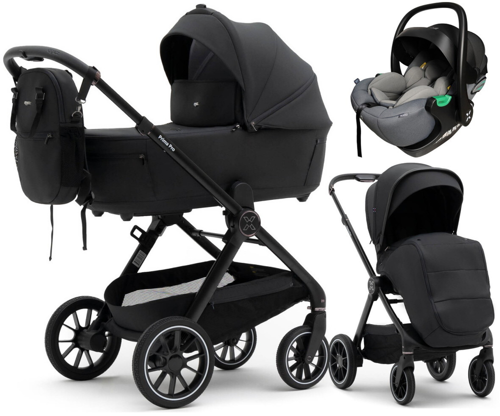 Коляска Agex Prima Pro 3 в 1 с автокреслом i-Safe Grey Midnight Grey (Темно-серый)