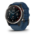 Смарт-часы Garmin Quatix 7 Pro AMOLED, титановый, темно-синий ремешок, 010-02803-81