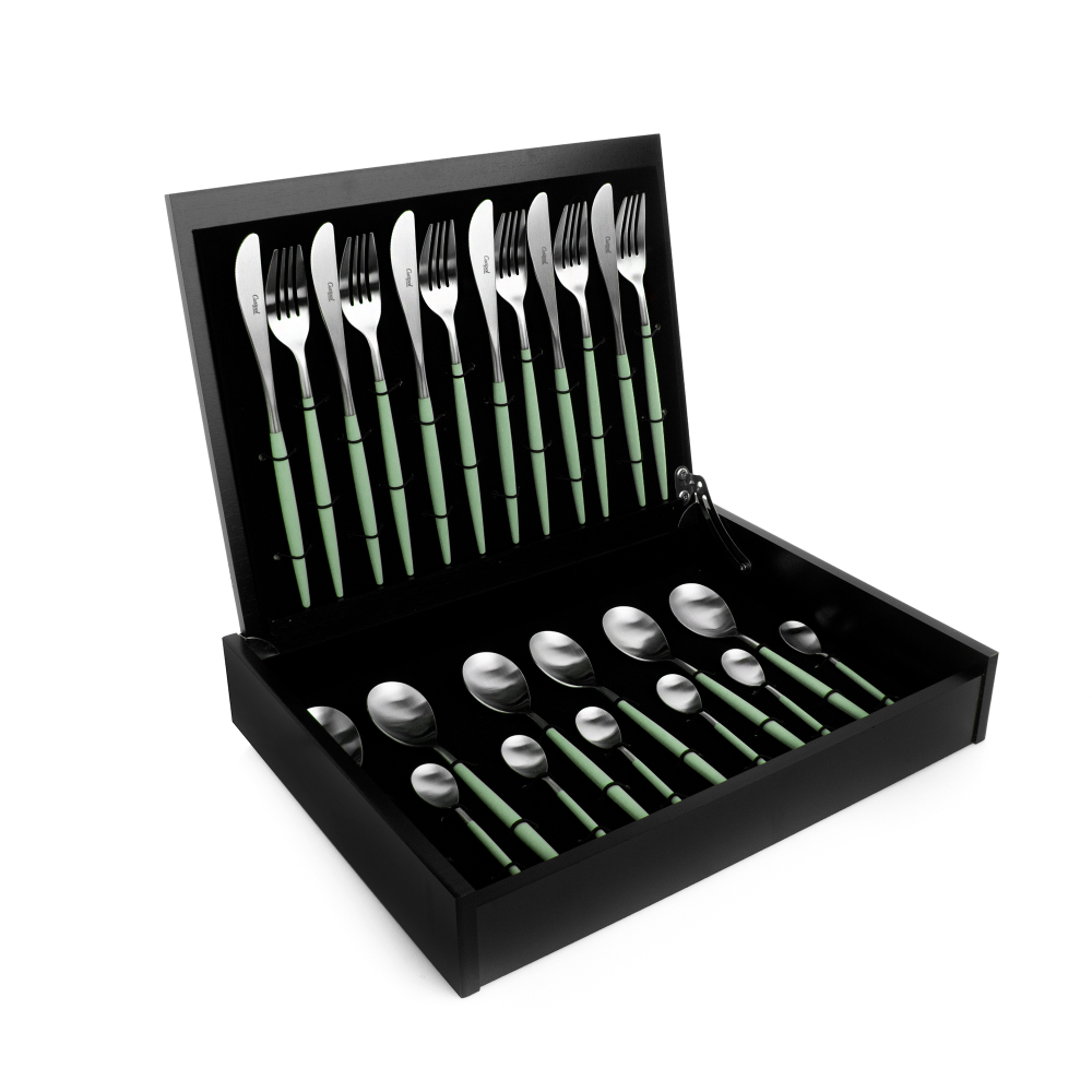 Набор столовых приборов на 6 персон 24 предмета Cutipol Mio matte celadon в подарочной упаковке