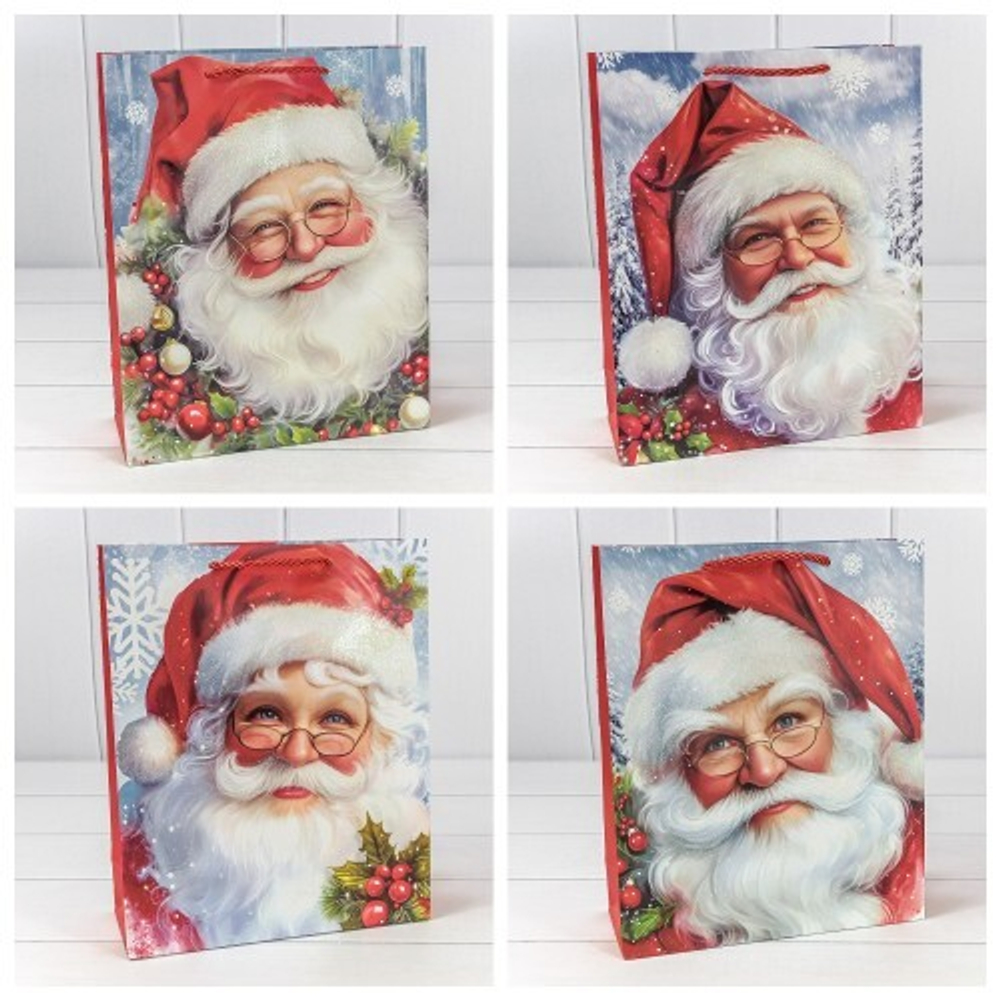 Пакет подарочный 26 х 32 х 10 см Набор 4 шт "Новый год" (Микс)