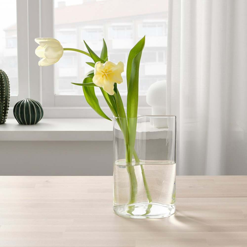 IKEA CHILIFRUKT  (ИКЕА СХИЛИФРУКТ)  -  Ваза/контейнер, прозрачное стекло, 21 см