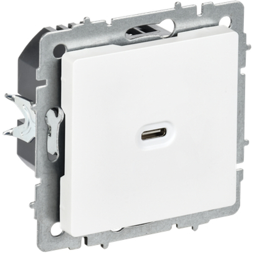 BRITE Розетка USB C 65Вт высокоскоростная зарядка РЮ12-1-БрАБ арктический белый IEK