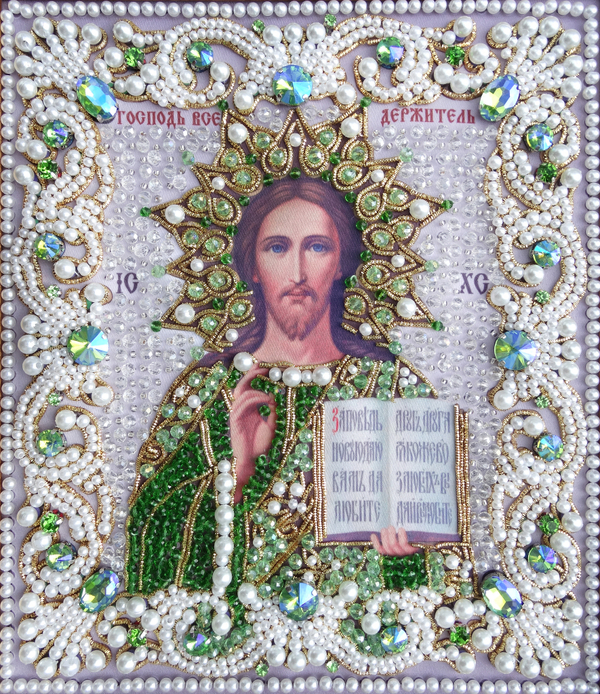 ЖС-6-ЗЗ Набор для вышивания хрустальными камнями Господь Вседержитель (зеленый)