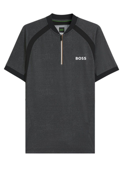 Теннисная футболка BOSS Matchball TOC Zip-Neck Slim-Fit - black