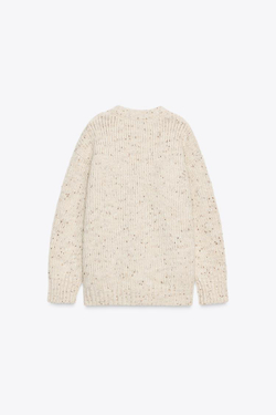 ZARA КАРДИГАН ОВЕРСАЙЗ ТРИКОТАЖНЫЙ, ПЕСОЧНЫЙ МЕЛАНЖ