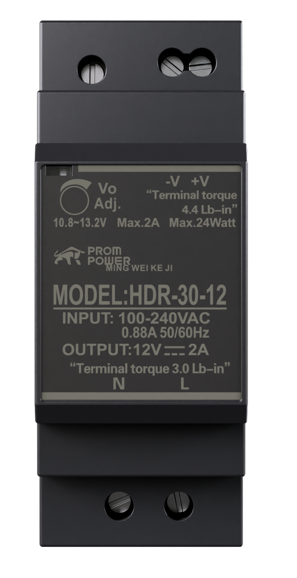 Источник питания PROMPOWER HDR-30-12, на вых. 12 В DC, 2А, 24Вт. Вх. 85-264В AC (120-370 В DC)