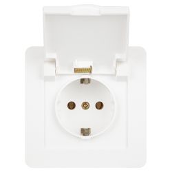 Розетка Intro Style 7-203-01 с заземлением 2P+E Schuko с крышкой, 16А-250В, IP20, СУ, белый
